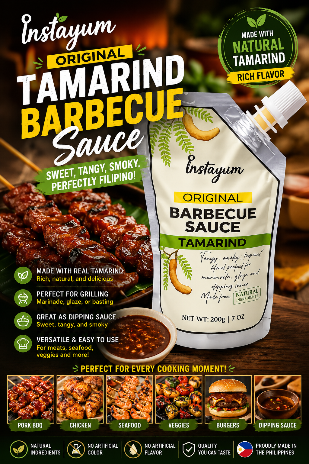 Instayum Original Tamarind Barbecue Sauce – Natural BBQ Marinade, Glaze & Dipping Sauce | 200g