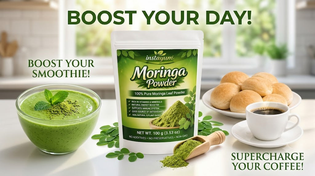 Instayum 100% Pure Organic Moringa Leaf Powder (100g / 3.53 oz) – Superfood & Immunity Booster