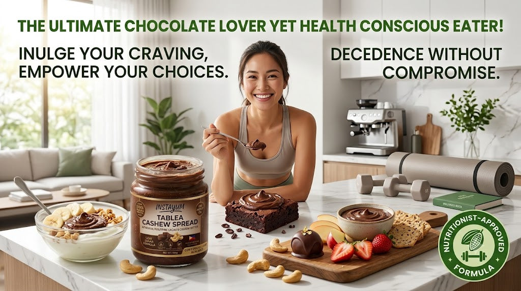Instayum Tablea Cashew Spread (180g) – Artisanal Philippine Cacao & Cashew Butter | Low Sugar