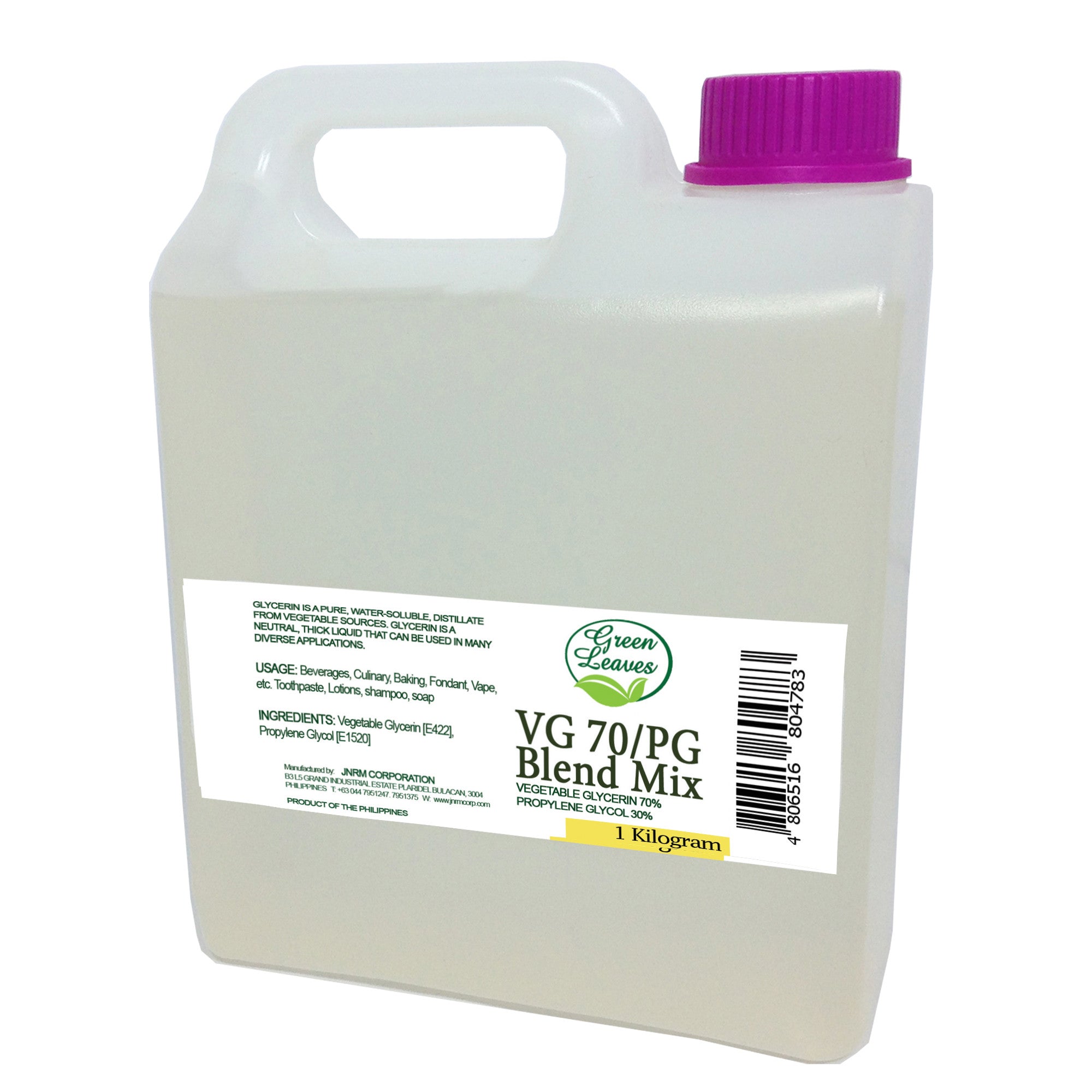 Green Leaves Natural VG70PG BLEND Vegetable Glycerin Glycerol 70% Prop JNRM Corporation Green Leaves Natural VG70PG BLEND Vegetable Glycerin Glycerol 70% Prop JNRM Corporation