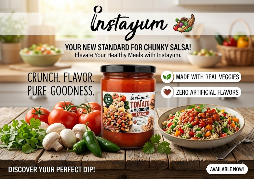 Instayum Original Tomato & Mushroom Salsa (15.5 oz / 440g) – Chunky & Flavorful Veggie Dip