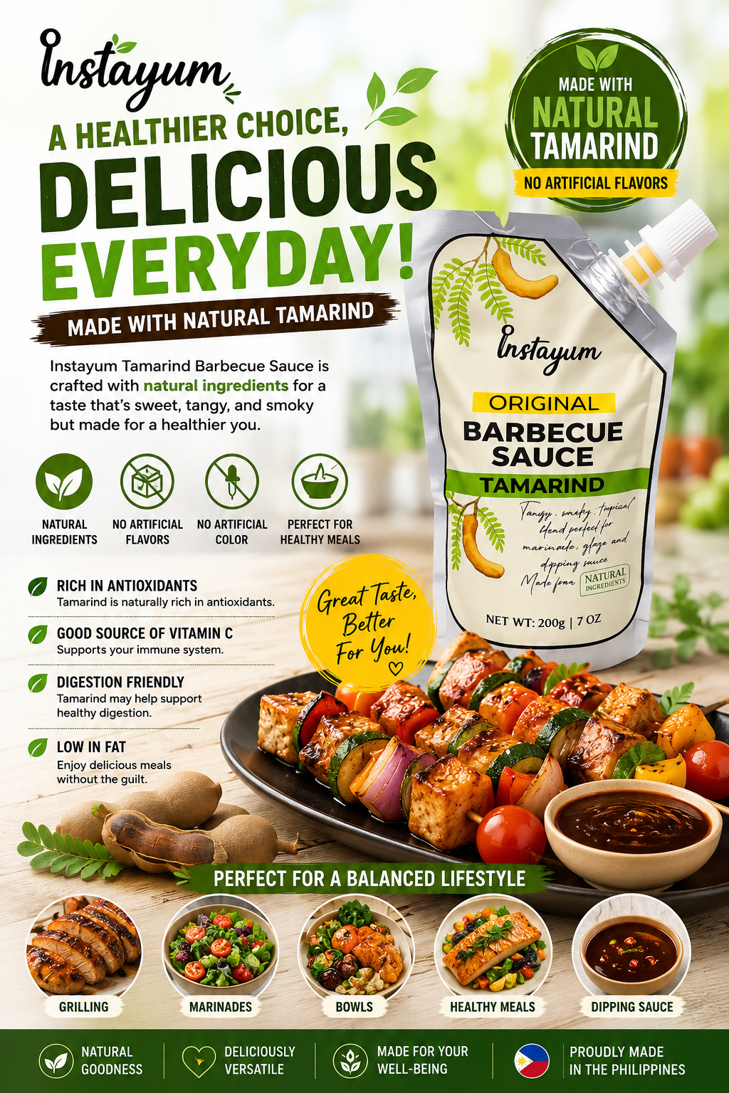 Instayum Original Tamarind Barbecue Sauce – Natural BBQ Marinade, Glaze & Dipping Sauce | 200g