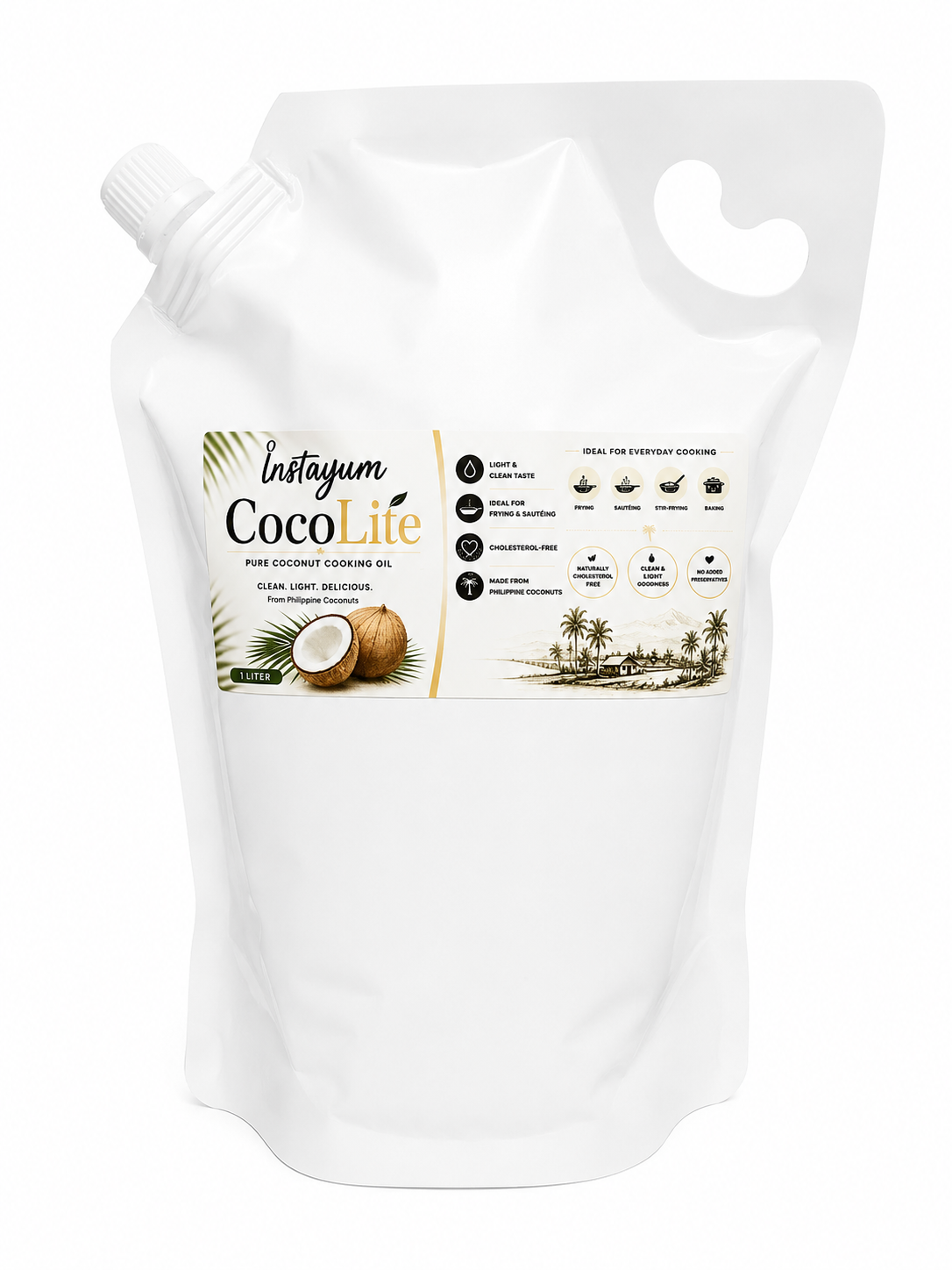 Instayum CocoLite Pure Coconut Cooking Oil | 100% Pure Coconut Oil | Light & Clean Taste | 1 Liter