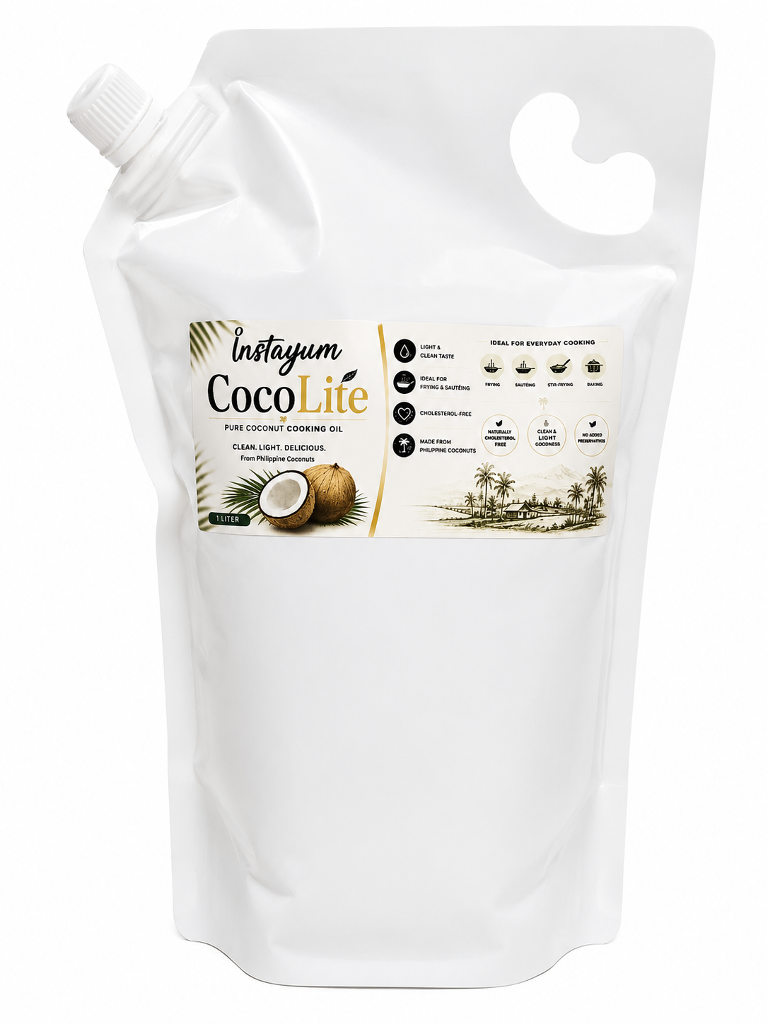 Instayum CocoLite Pure Coconut Cooking Oil | 100% Pure Coconut Oil | Light & Clean Taste | 1 Liter
