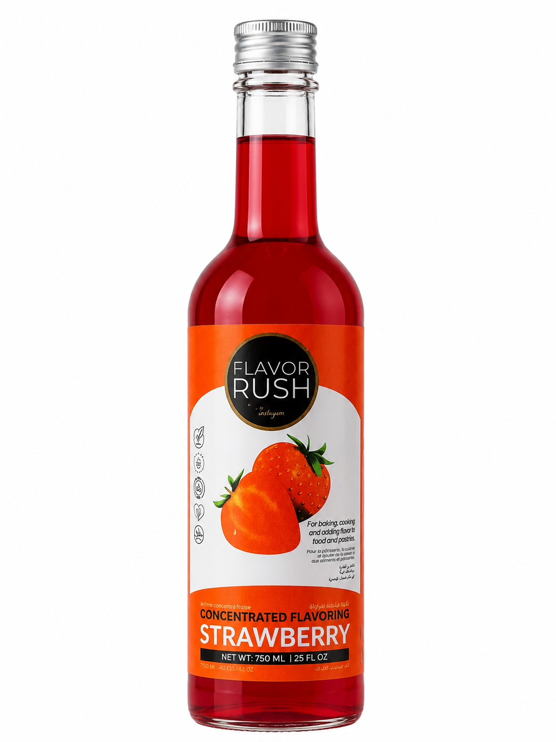 Green Leaves Strawberry Multipurpose Flavoring Syrup 800 ml | Premium Concentrated Syrup for Drinks, Desserts, Baking & Milk Tea