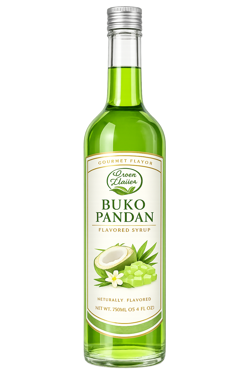 Green Leaves Buko Pandan Flavored Syrup 750ml (25.36 oz)| Premium Tropical Flavoring Syrup