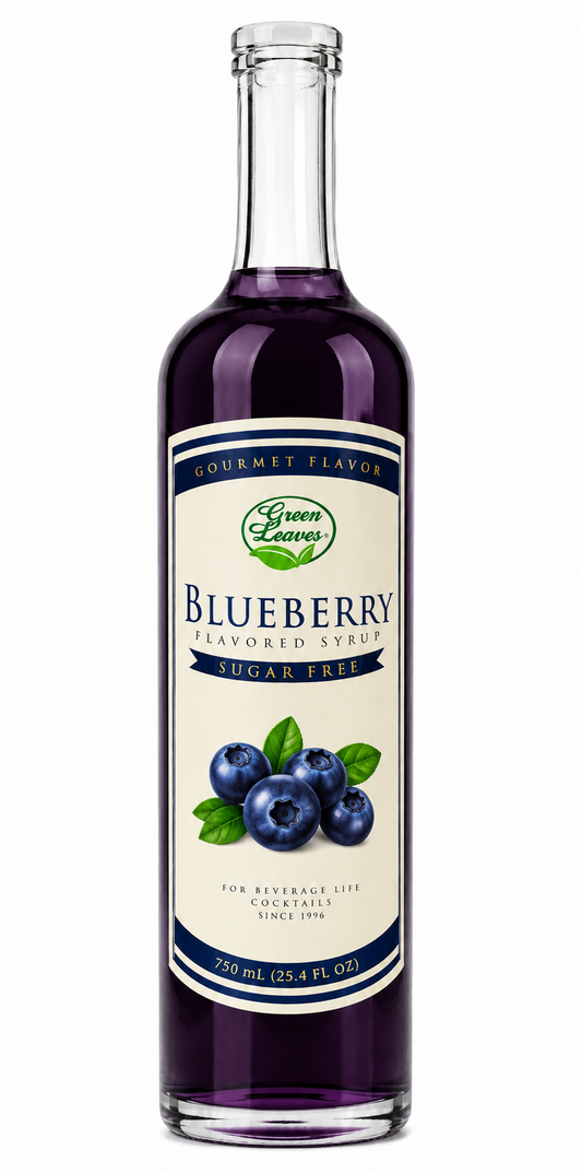 Green Leaves Sugar-Free Blueberry Flavored Syrup 800 ml| Premium Gourmet Syrup for Coffee, Milk Tea, Smoothies, Cocktails & Desserts