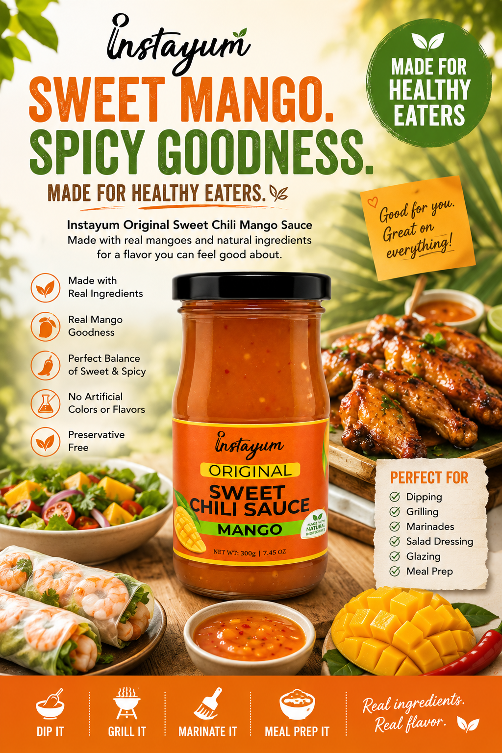 Instayum Original Sweet Chili Mango Sauce | Sweet, Spicy & Fruity Flavor | 300g