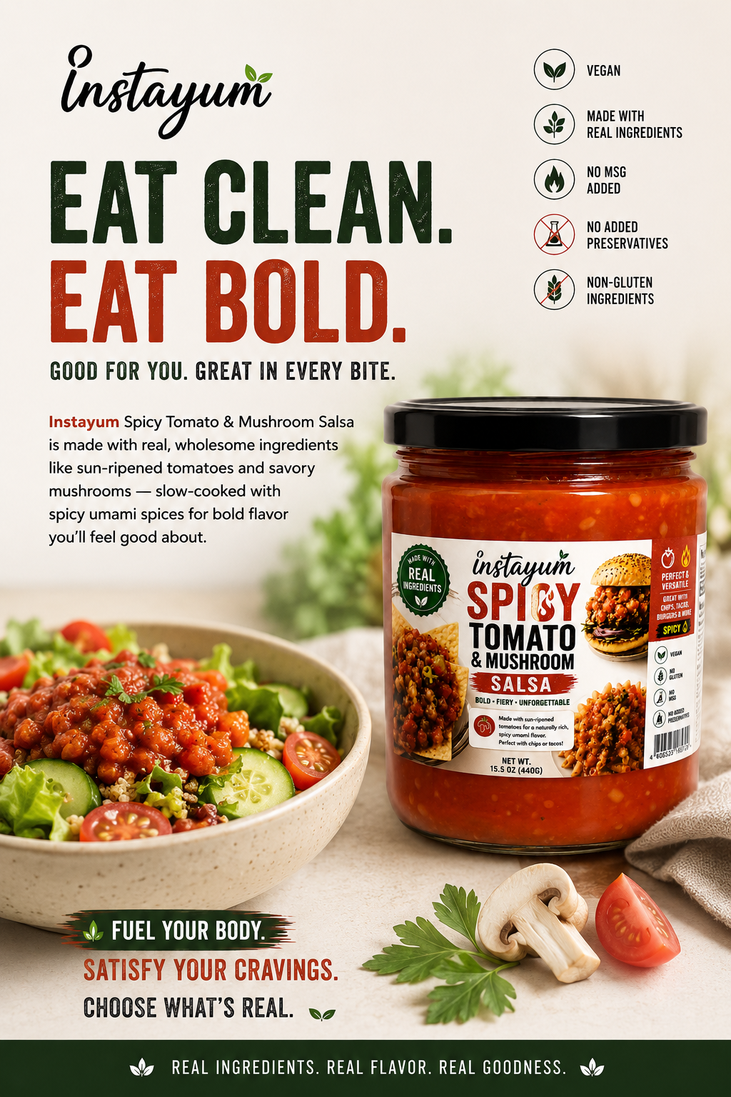 Instayum Spicy Tomato & Mushroom Salsa(500g)