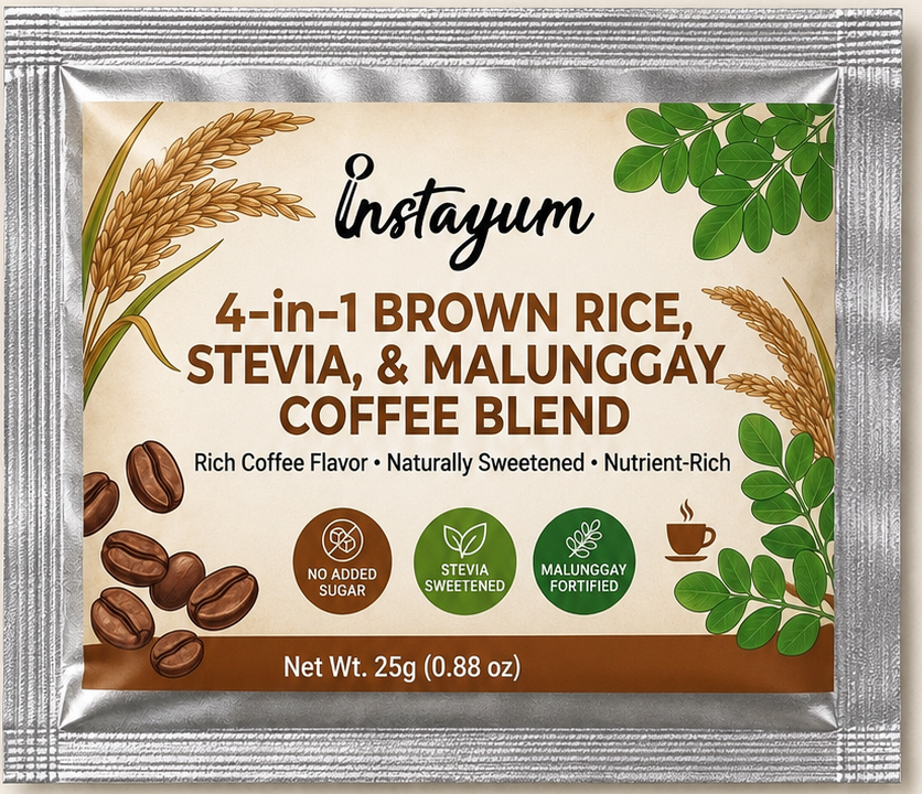 Instayum 4-in-1 Brown Rice, Stevia & Malunggay Coffee Blend – No Added Sugar Healthy Coffee