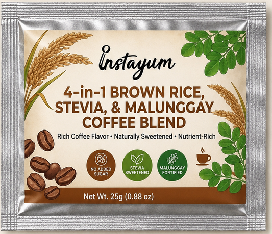 Instayum 4-in-1 Brown Rice, Stevia & Malunggay Coffee Blend – No Added Sugar Healthy Coffee