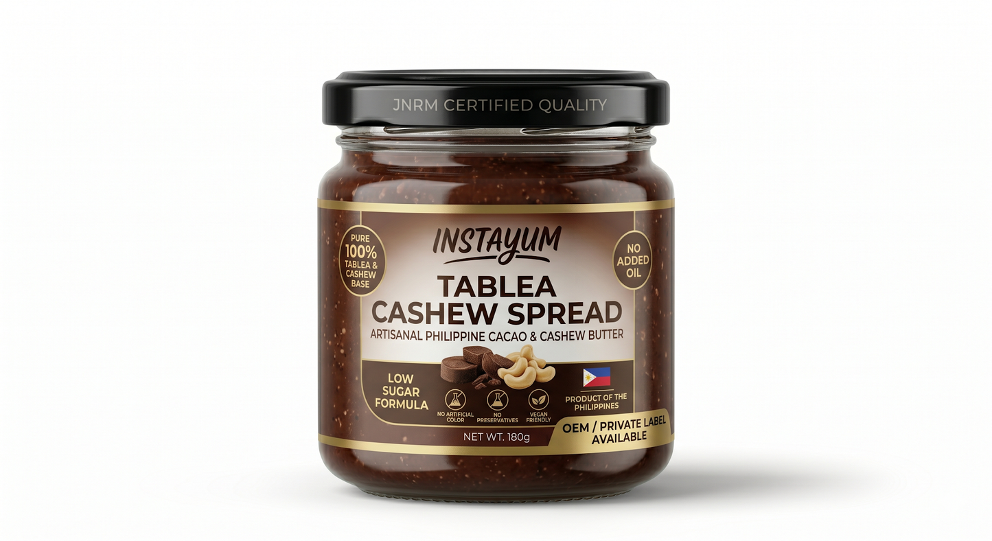Instayum Tablea Cashew Spread (180g) – Artisanal Philippine Cacao & Cashew Butter | Low Sugar